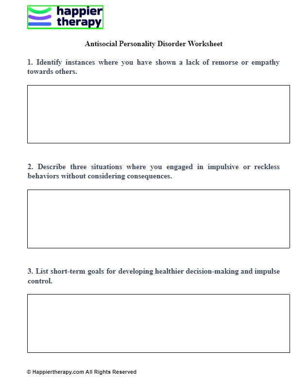 Antisocial Personality Disorder Worksheet: Tools & Techniques