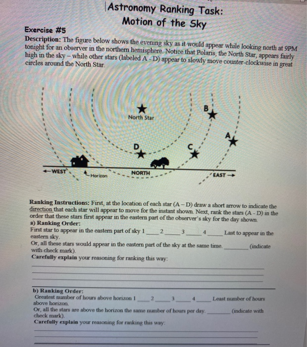 astronomy ranking task motion of the sky