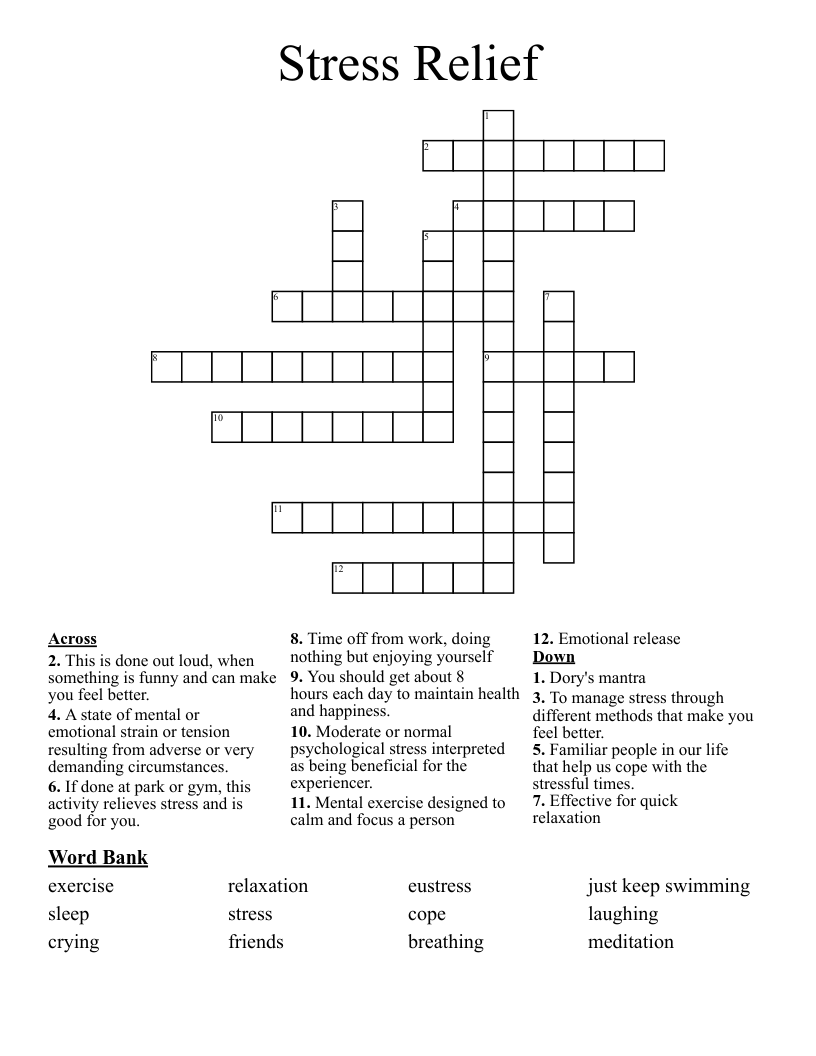 Best Answers for Activities That Relieve Psychological Stress in Crossword Puzzles