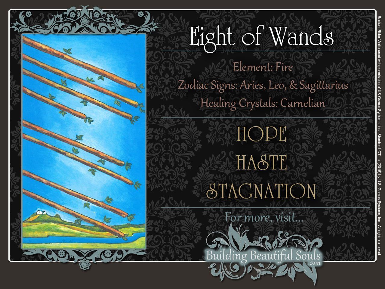 What Does the 8 of Wands Tarot Card Mean? Interpretation, Symbols & Message