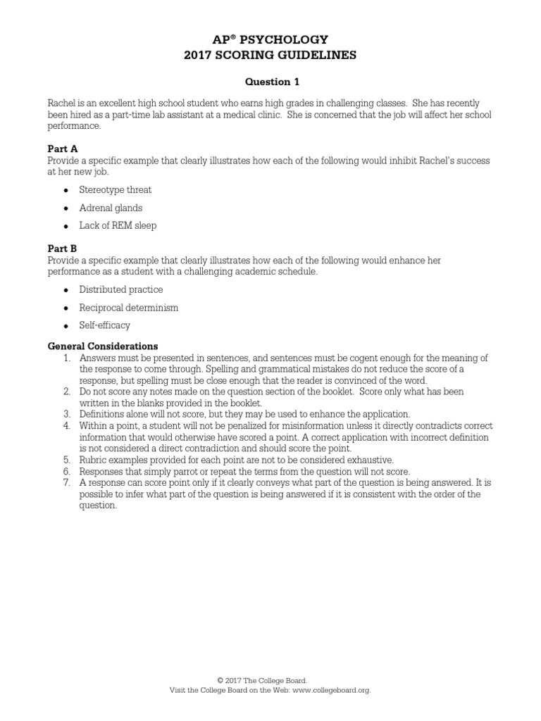 AP Psychology 2017 FRQ: Answers and Explanations