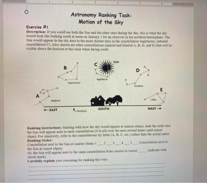 astronomy ranking task motion of the sky