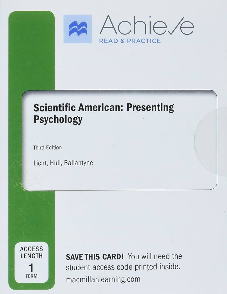 Achieve for Scientific American: Presenting Psychology 3rd Edition - Access & Explore