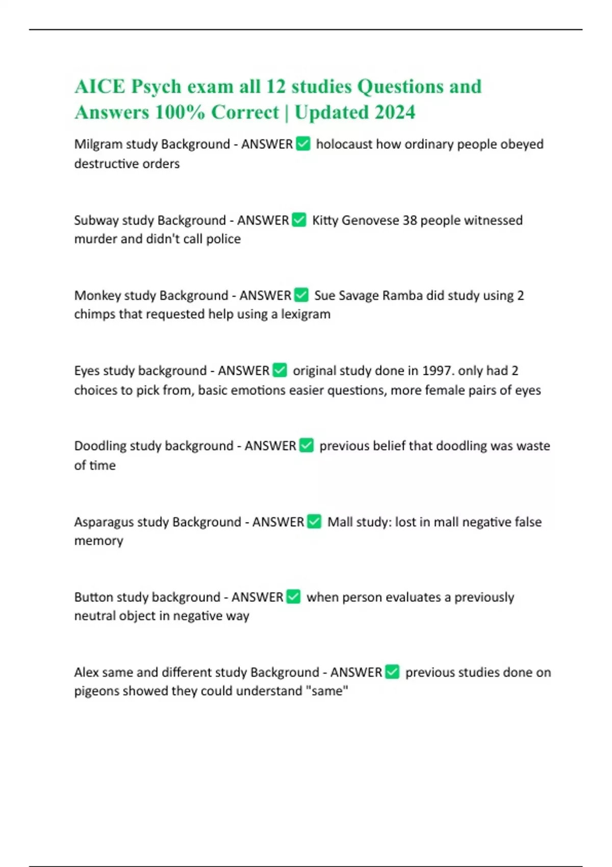 Ultimate AICE Psychology Review for AS Level: Key Concepts and Studies