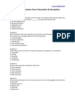 AP Psychology Unit 3 Practice Test: Sensation and Perception Made Easy