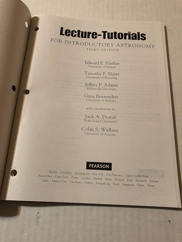 Quick Answers for Lecture Tutorials in Introductory Astronomy, Third Edition