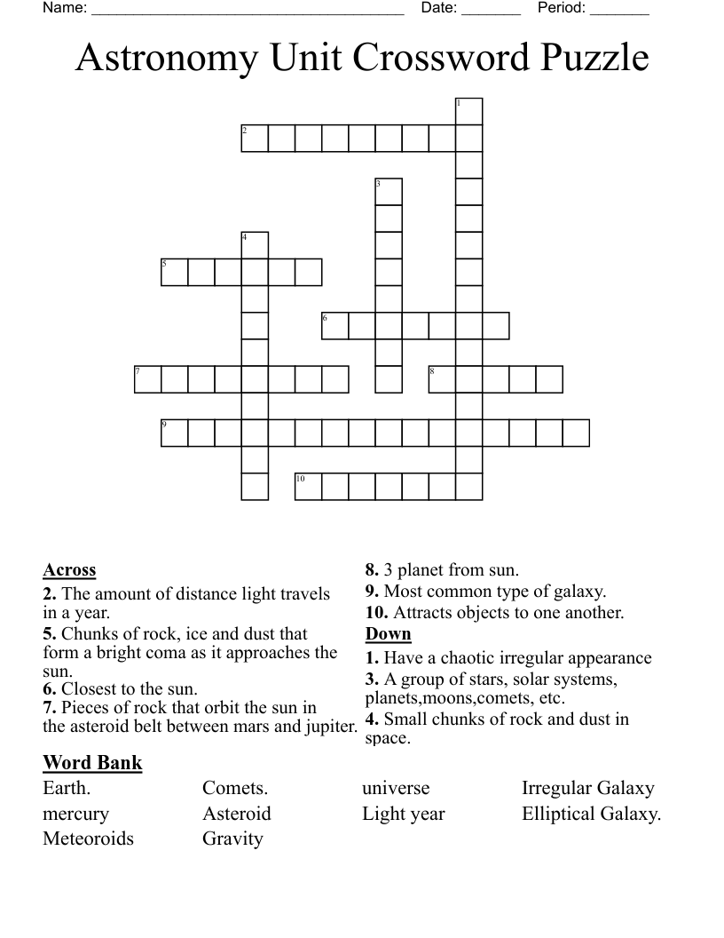 Whats the Unit? Astronomy Crossword Puzzles and Distances