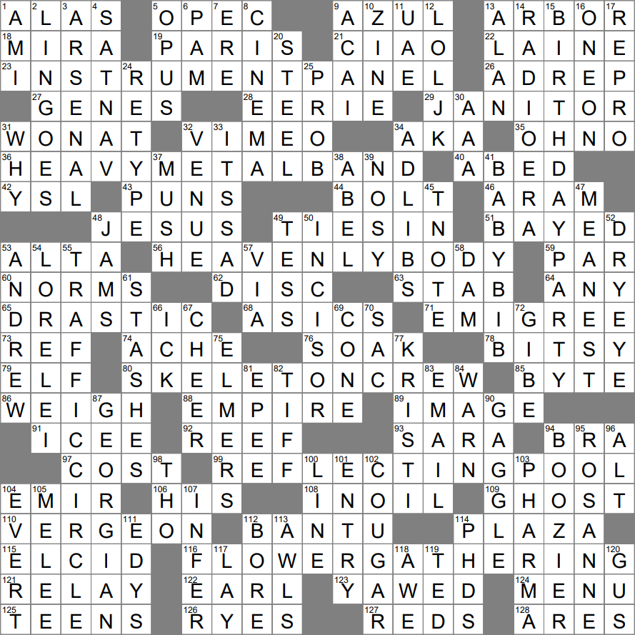 Easy Hints for Club for Astronomy Majors Crossword Clues