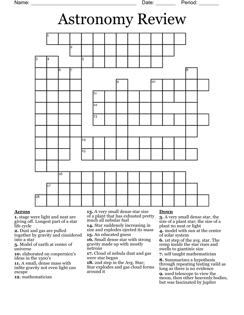 Astronomy Teachers Crossword Tip: Hints and Answers Inside