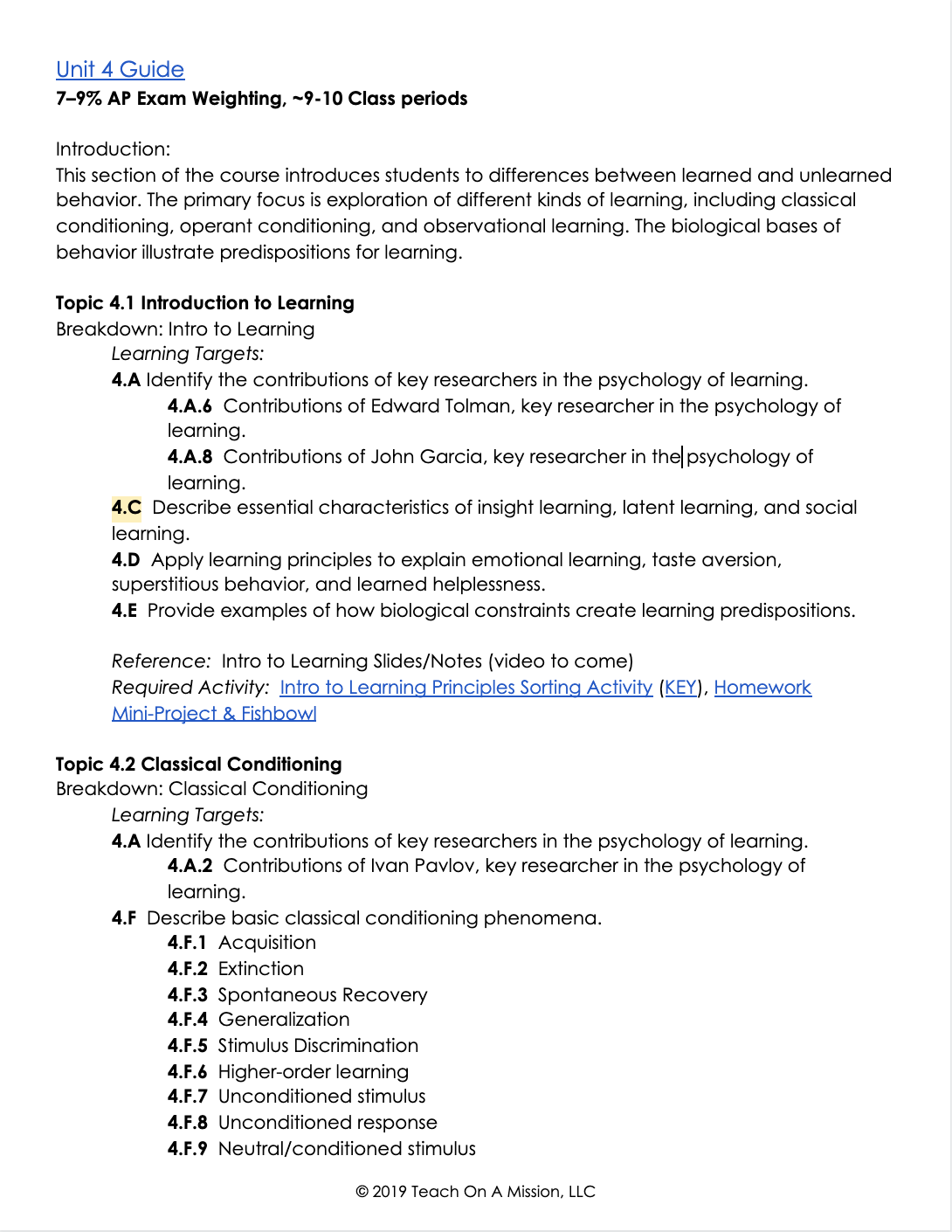 Easy Prep for AP Psych Unit 4: Learning Practice Test Questions