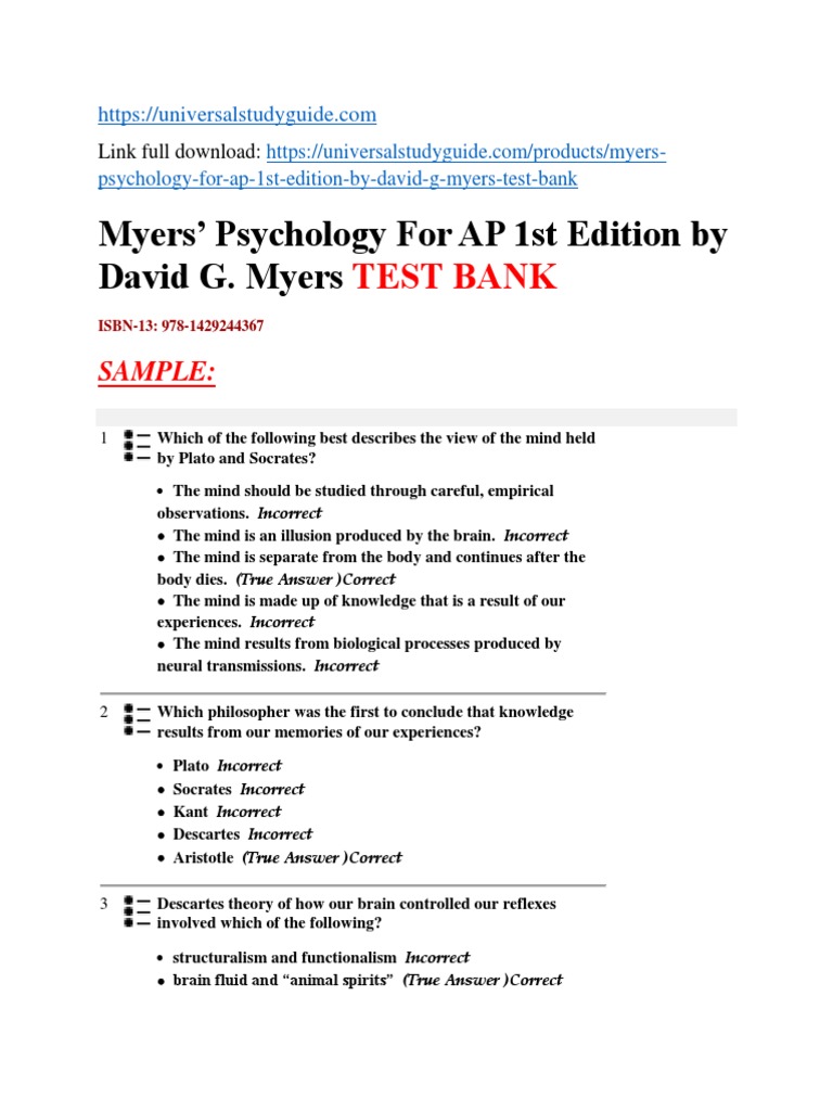 AP Psychology Final Exam Semester 1: Practice Questions and Answers