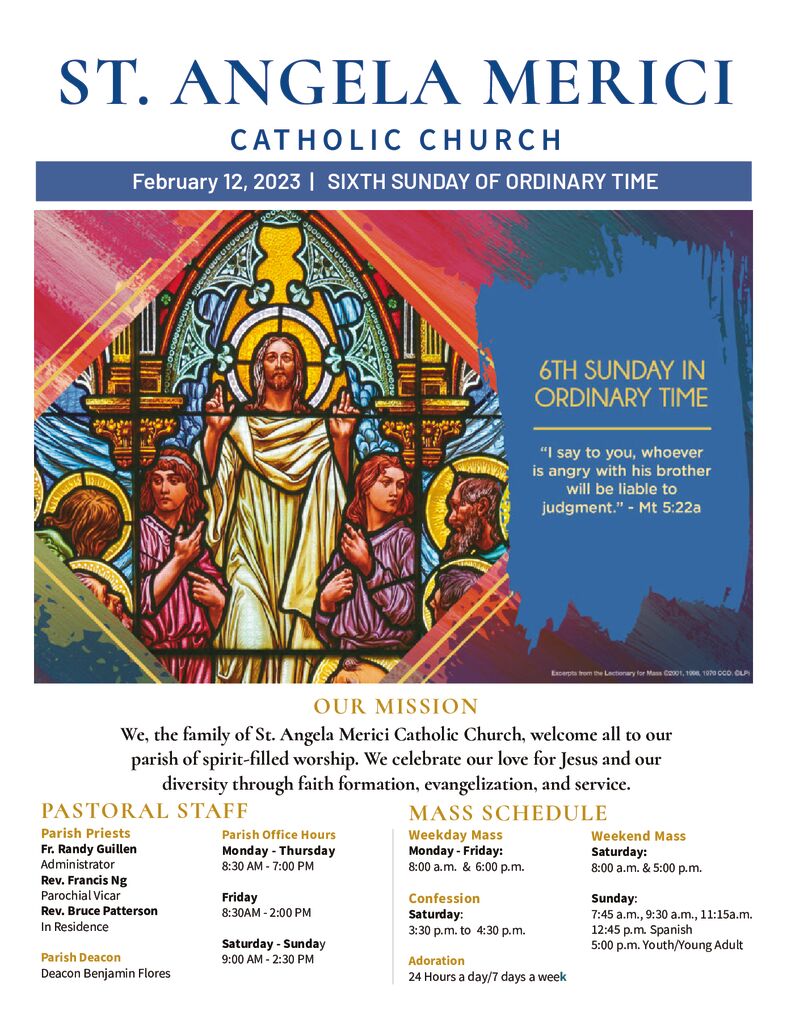 Angela Merici Mass Times: Saturday and Sunday Schedules