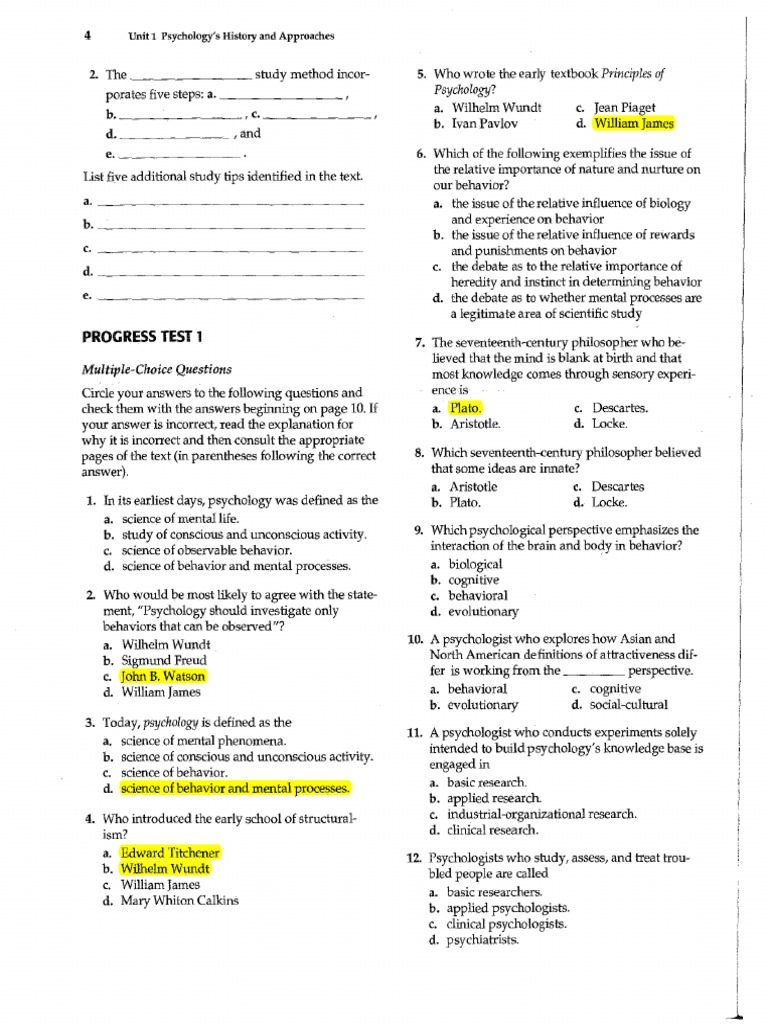 AP Psychology Practice Test Unit 1: Master Key Concepts Today