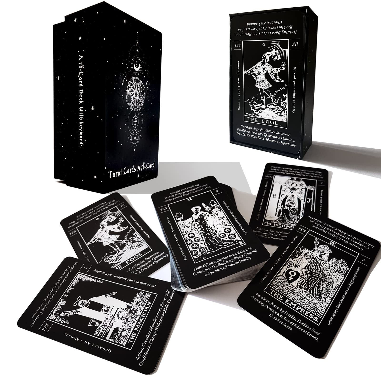 Black Pack of Tarot Cards with Book: Meanings and Interpretations