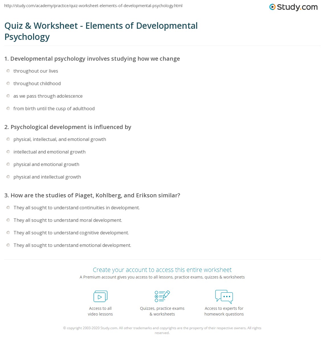 Developmental Psychology Practice Questions:  How to Get Started With Easy Questions!