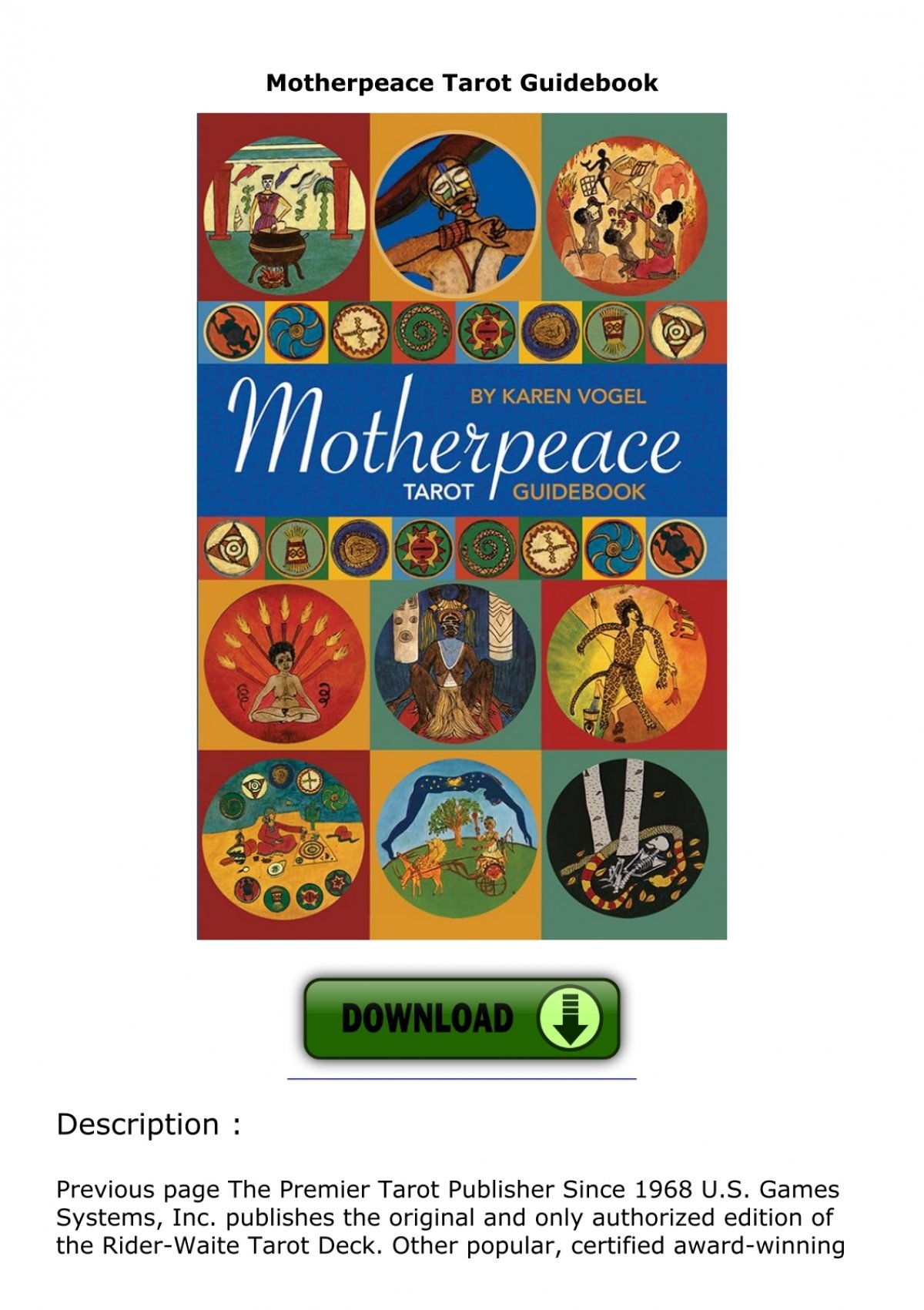 Motherpeace Tarot Guidebook PDF For Beginners Complete Guide