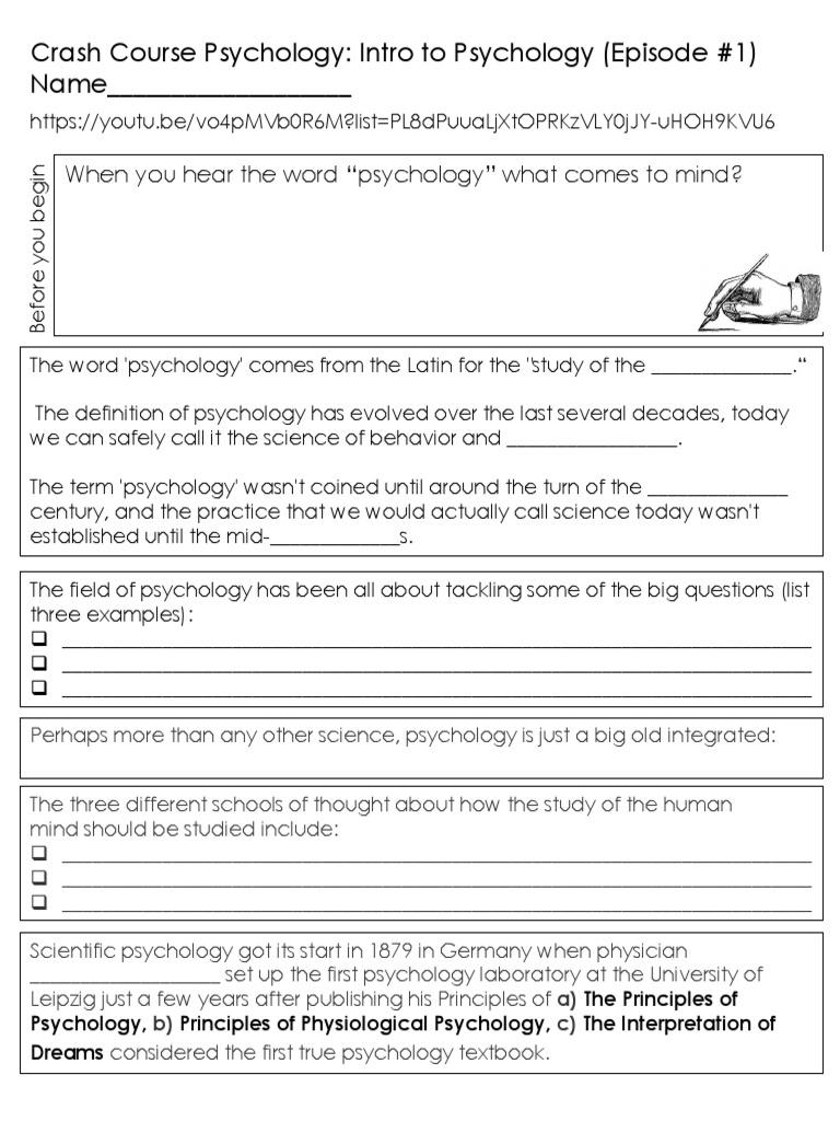 Need Crash Course Psychology 1 Worksheet Answers? Heres Your Easy-to-Follow Guide