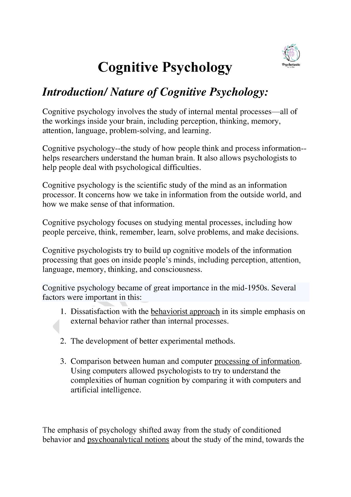 Download Your Free Cognitive Psychology PDF and Learn Key Concepts Now!