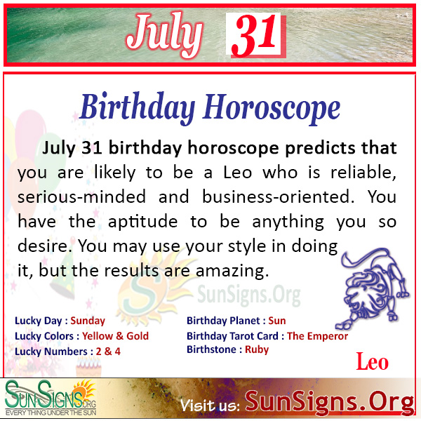 July 31st Birthday Horoscope: Whats in the Stars for You?