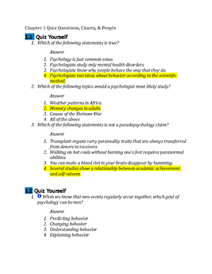 Chapter 1 Quiz Psychology: Simple Strategies for a Great Score!