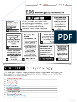 Need a Job in Psychology? Check Out Classifieds for Employment Wanted