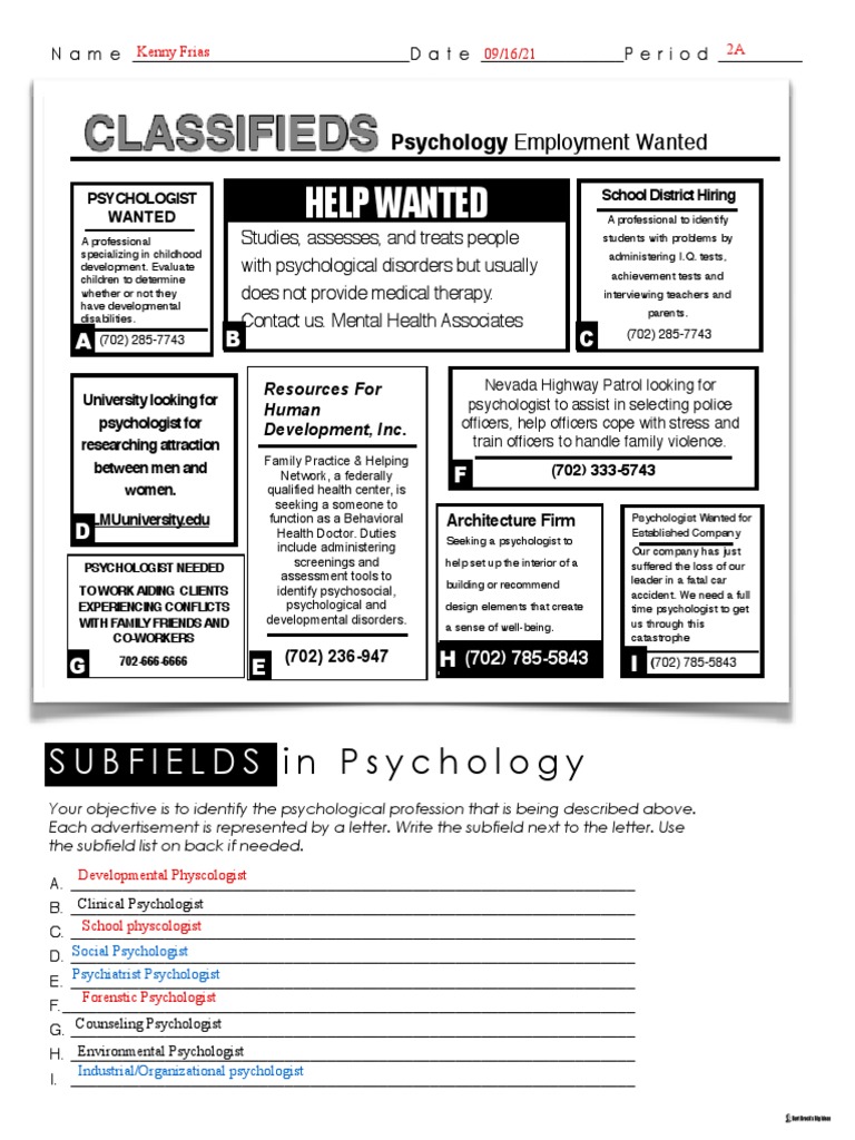 Need a Job in Psychology? Check Out Classifieds for Employment Wanted