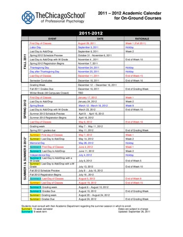 Chicago School of Professional Psychology Academic Calendar: Plan Your Semester Now.